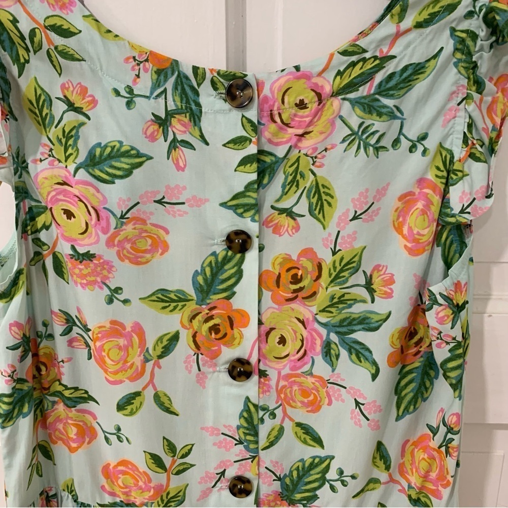 Haley and the Hound Floral Print Button Back Ruffle Bottom Blouse Size Medium‎ - Picture 5 of 10
